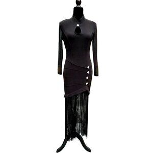 Vintage Miss California Apparel Size M Fringe Bling Art Deco Dress Size M